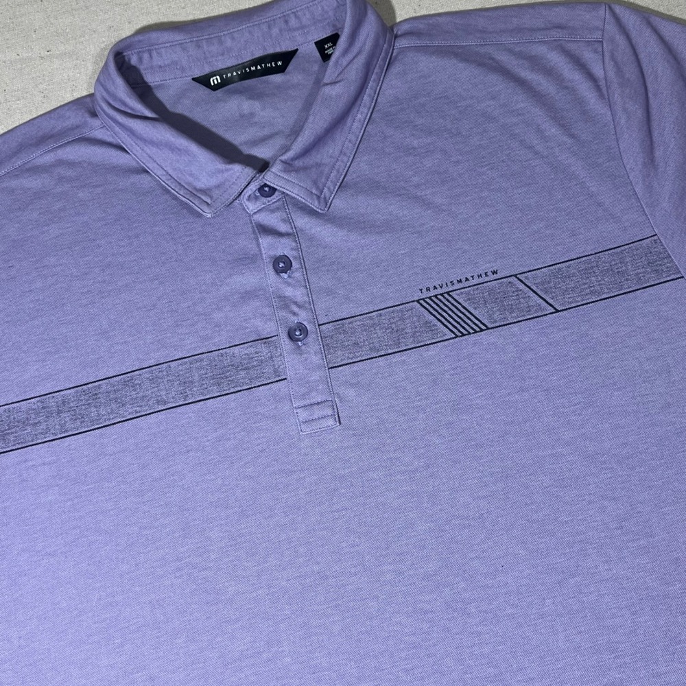 TravisMathew Ukulele Sunrise Piqué Polo Shirt XXL Purple Golf Athletic‎ Casual